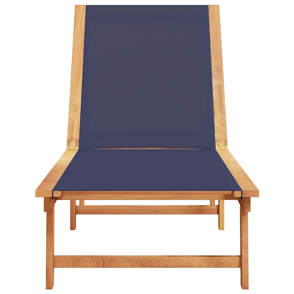 Vidaxl ligbed massief acaciahout en textileen blauw