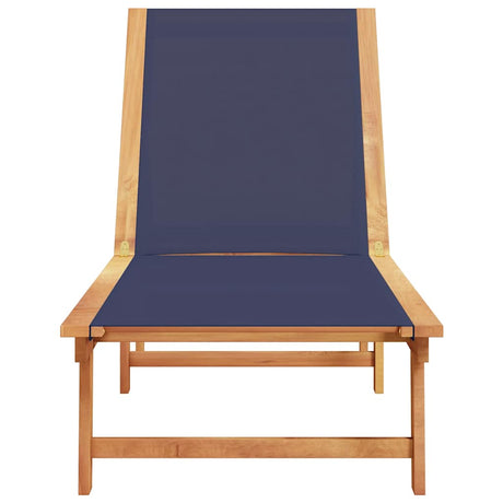 Vidaxl ligbed massief acaciahout en textileen blauw