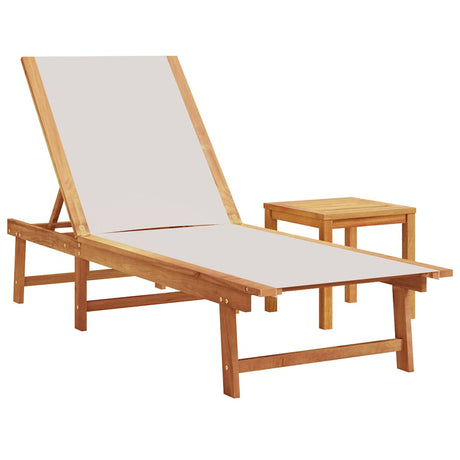 Vidaxl ligbed met tafel massief acaciahout en textileen grijs