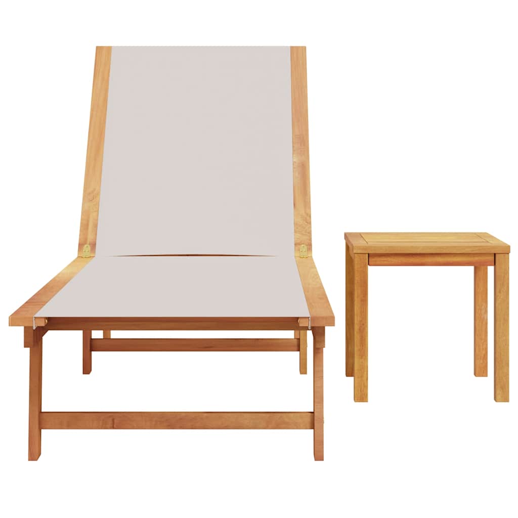 Vidaxl ligbed met tafel massief acaciahout en textileen grijs