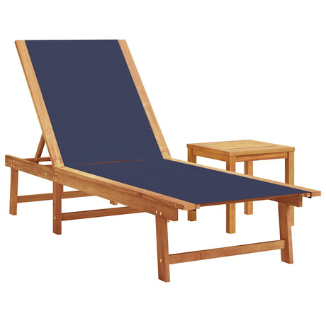 Vidaxl ligbed met tafel massief acaciahout en textileen blauw