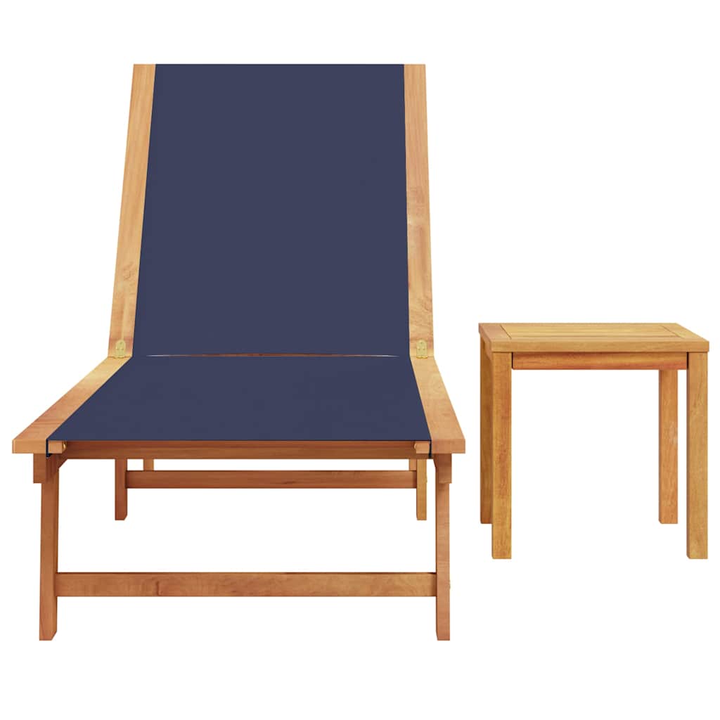 Vidaxl ligbed met tafel massief acaciahout en textileen blauw