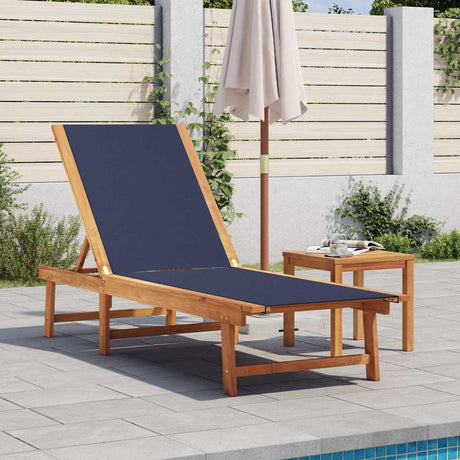 Vidaxl ligbed met tafel massief acaciahout en textileen blauw