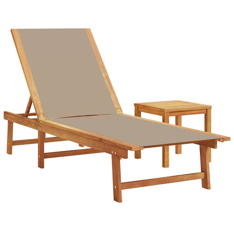 Vidaxl ligbed met tafel massief acaciahout en textileen taupe