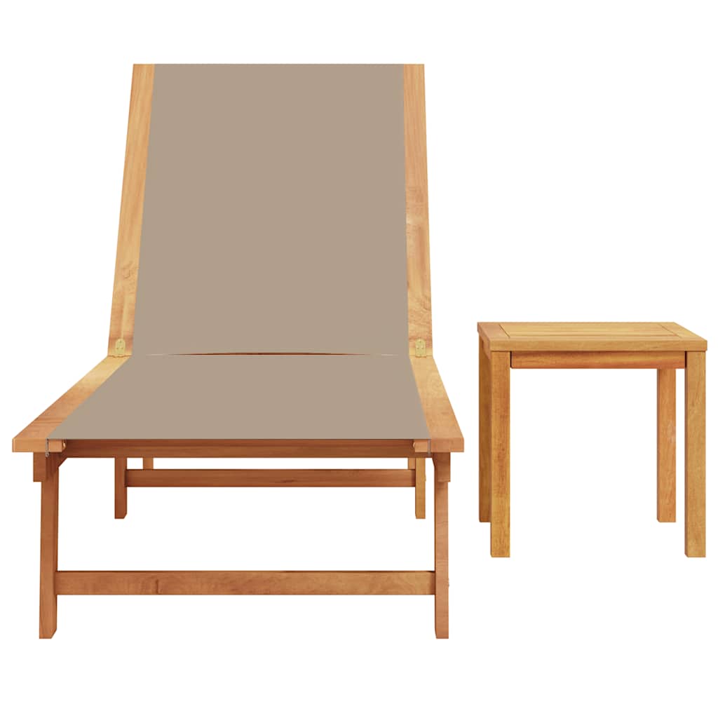 Vidaxl ligbed met tafel massief acaciahout en textileen taupe