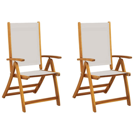 Vidaxl opklapbare stoelen, 2 stuks, van massief acaciahout en textilene.