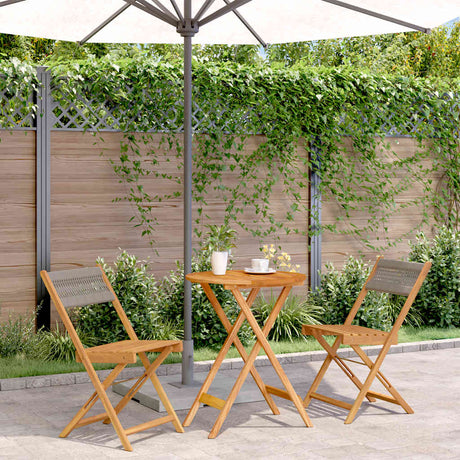 Vidaxl 3-delige bistroset polypropeen en massief hout grijs