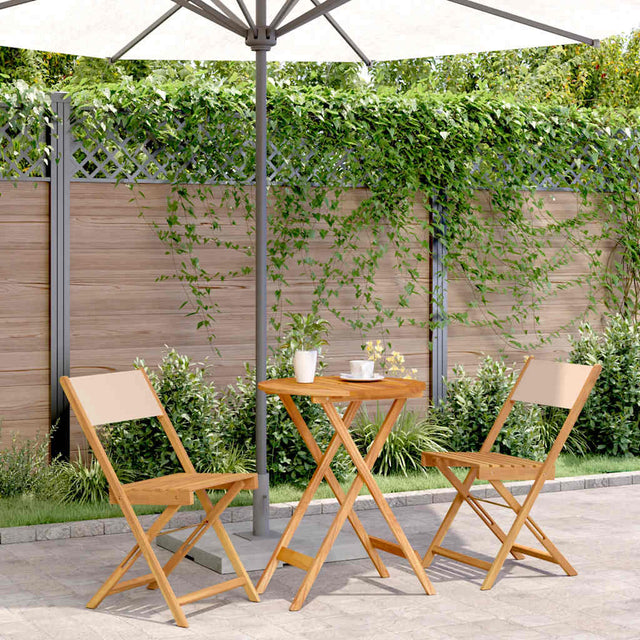 Vidaxl 3-delige bistroset stof en massief hout beige
