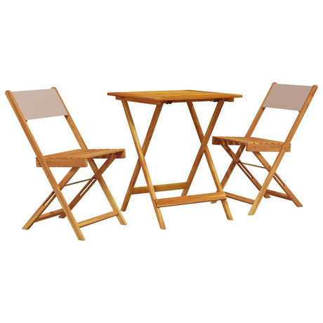 Vidaxl 3-delige bistroset stof en massief hout taupe