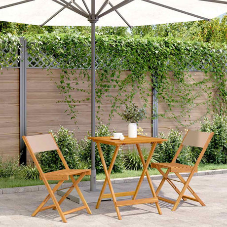 Vidaxl 3-delige bistroset stof en massief hout taupe