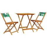 Vidaxl 3-delige bistroset bladpatroon stof en massief hout