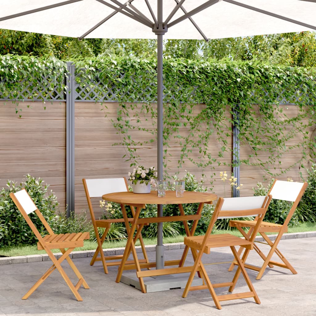 Vidaxl 5-delige tuinset massief hout en stof crèmewit