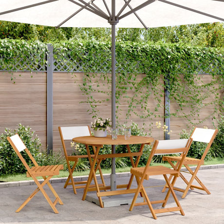 Vidaxl 5-delige tuinset massief hout en stof crèmewit