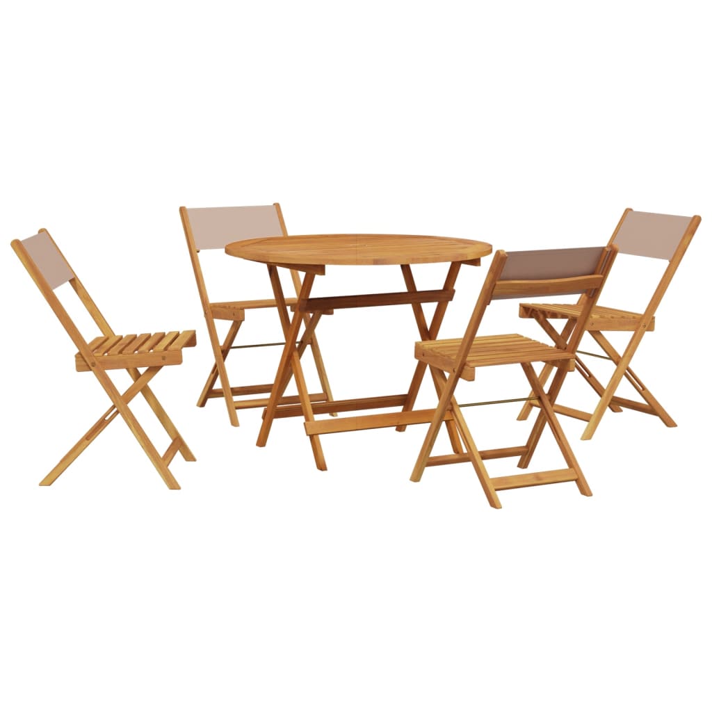 Vidaxl 5-delige tuinset massief hout en stof taupe