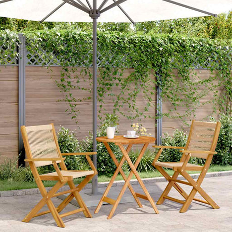 Vidaxl 3-delige bistroset polypropeen en massief hout beige