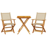 Vidaxl 3-delige bistroset poly rattan en massief hout beige
