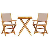 Vidaxl 3-delige bistroset stof en massief hout taupe