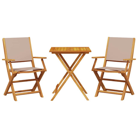 Vidaxl 3-delige bistroset stof en massief hout taupe