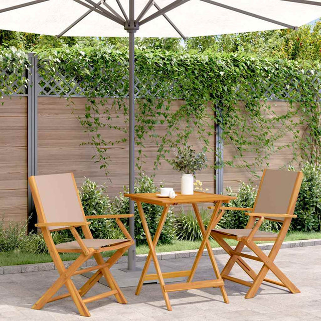 Vidaxl 3-delige bistroset stof en massief hout taupe