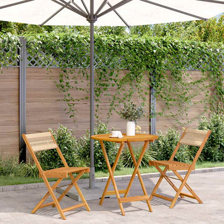 Vidaxl 3-delige bistroset polypropeen en massief hout beige