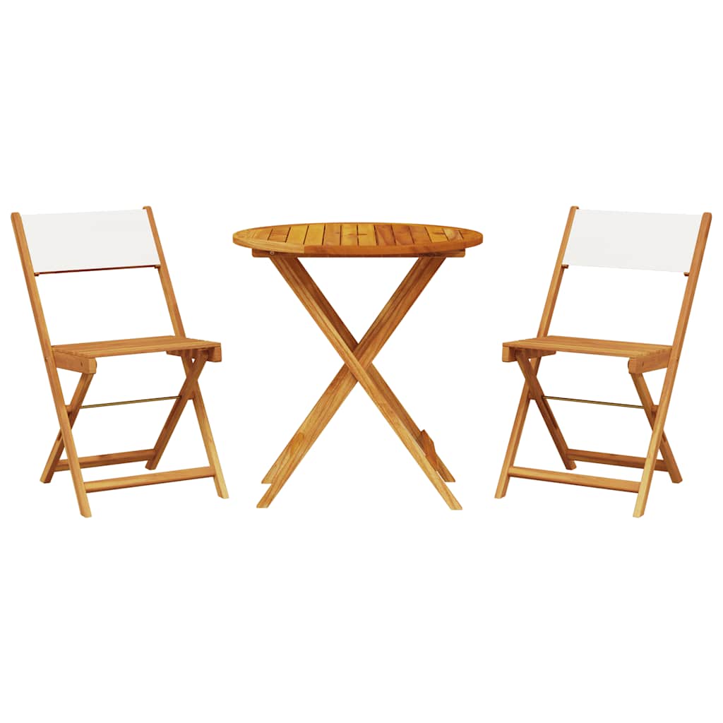 Vidaxl 3-delige bistroset stof en massief hout crèmewit