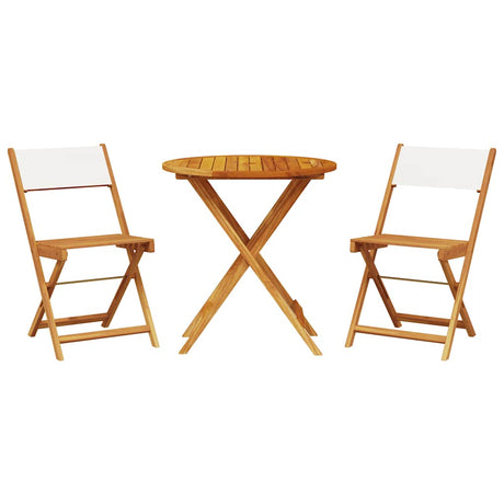 Vidaxl 3-delige bistroset stof en massief hout crèmewit