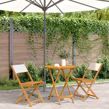 Vidaxl 3-delige bistroset stof en massief hout crèmewit