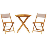 Vidaxl 3-delige bistroset stof en massief hout taupe