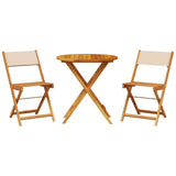 Vidaxl 3-delige bistroset stof en massief hout beige