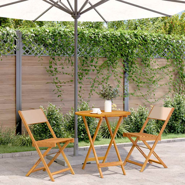 Vidaxl 3-delige bistroset stof en massief hout beige