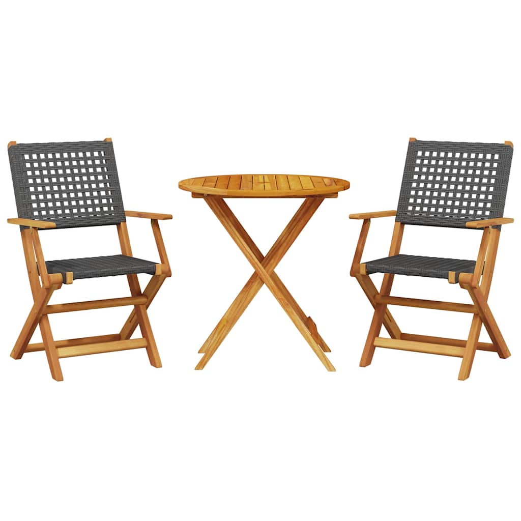 Vidaxl 3-delige bistroset poly rattan en massief hout zwart