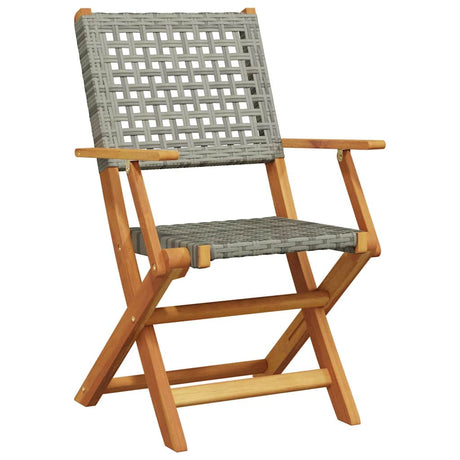 Vidaxl 3-delige bistroset poly rattan en massief hout grijs
