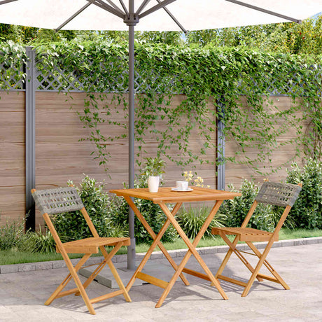 Vidaxl 3-delige bistroset poly rattan en massief hout grijs