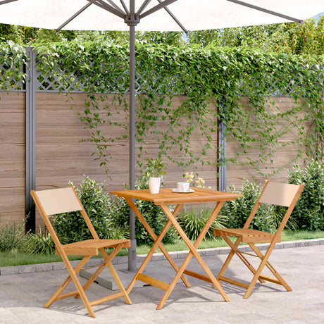 Vidaxl 3-delige bistroset stof en massief hout beige