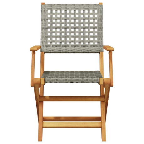 Vidaxl 3-delige bistroset poly rattan en massief hout grijs