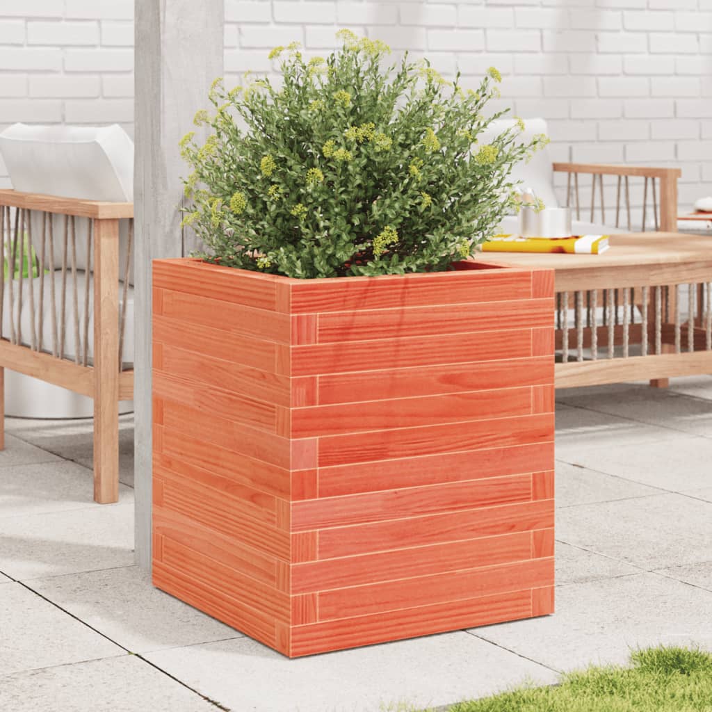 VidaXL Pflanzgefäß 40x40x46 cm massives Kiefernholz, braun gewaschen