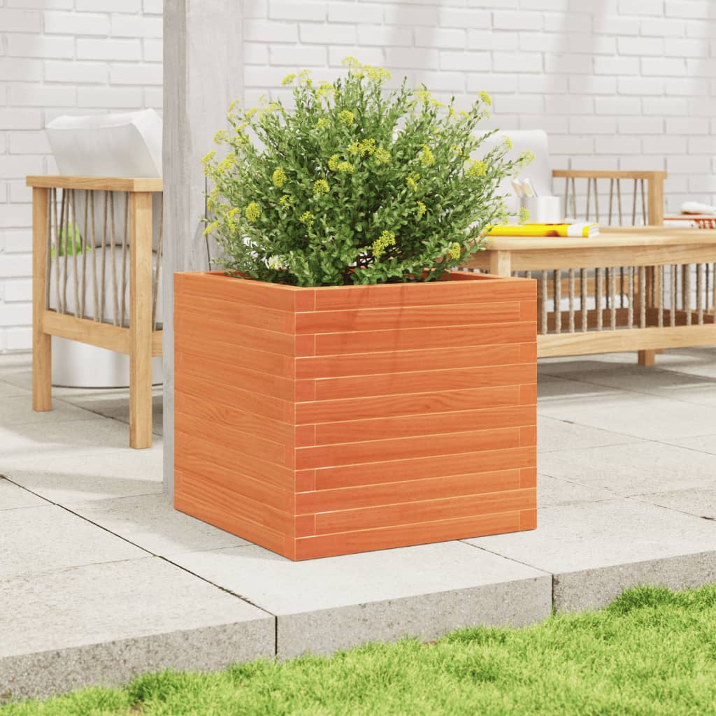 VidaXL Pflanzgefäß 50x50x46 cm massives Kiefernholz, braun gewaschen