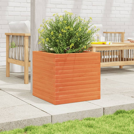 VidaXL Pflanzgefäß 50x50x46 cm massives Kiefernholz, braun gewaschen