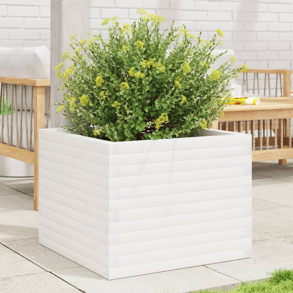 Vidaxx Pflanzgefäß 60x60x46 cm massives Kiefernholz weiß