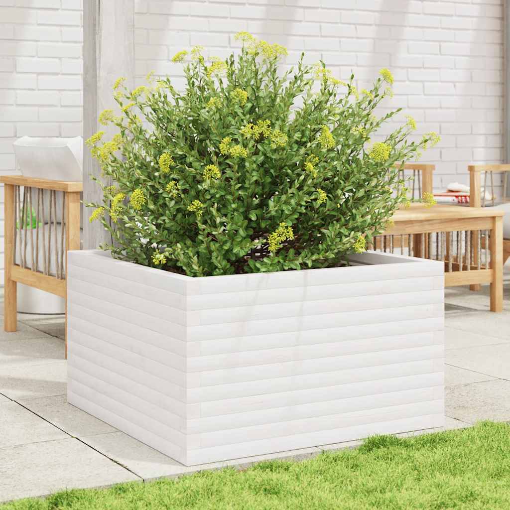 Vidaxx Pflanzgefäß 80x80x46 cm massives Kiefernholz weiß