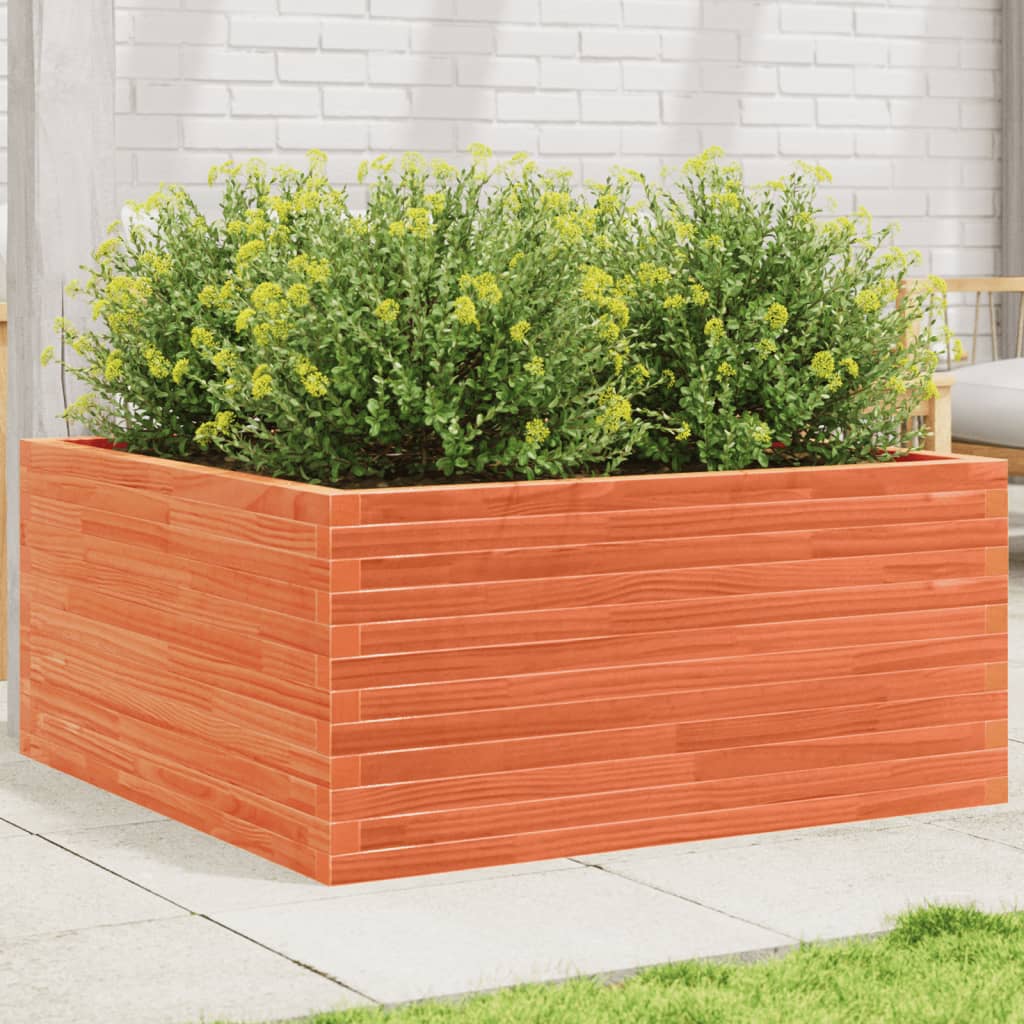 VidaXL Pflanzgefäß 100 x 100 x 46 cm, massives Kiefernholz, braun gewaschen
