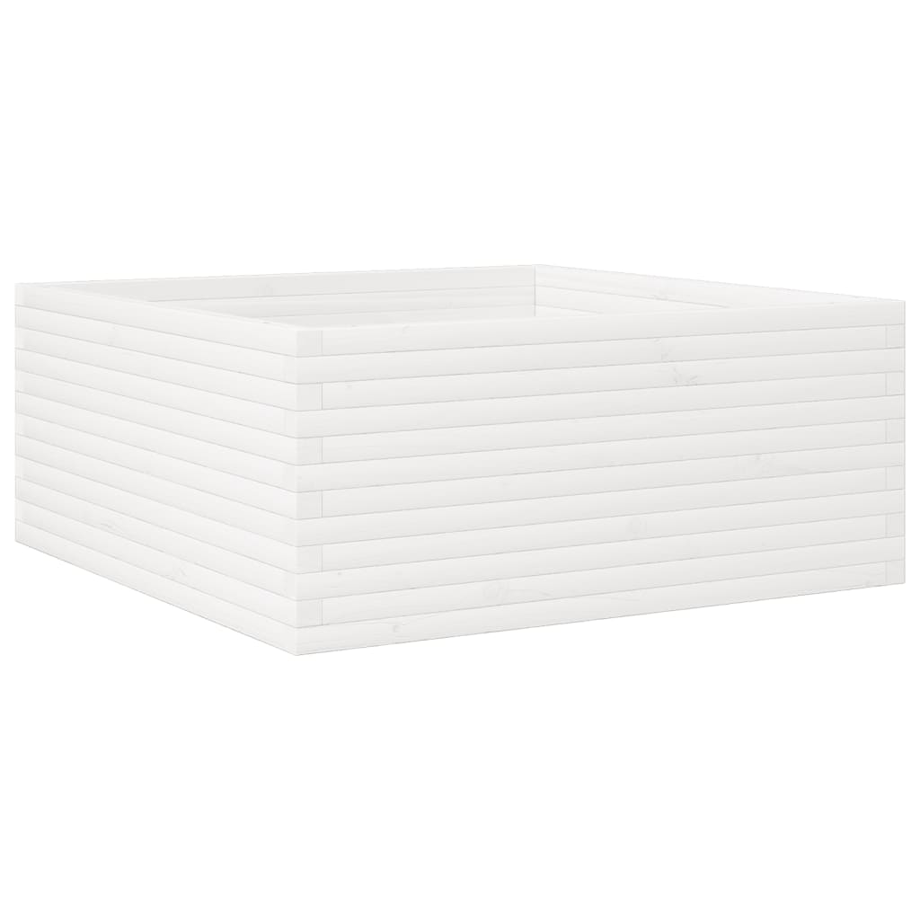 VidaXL Pflanzgefäß 110x110x46 cm massives Kiefernholz weiß