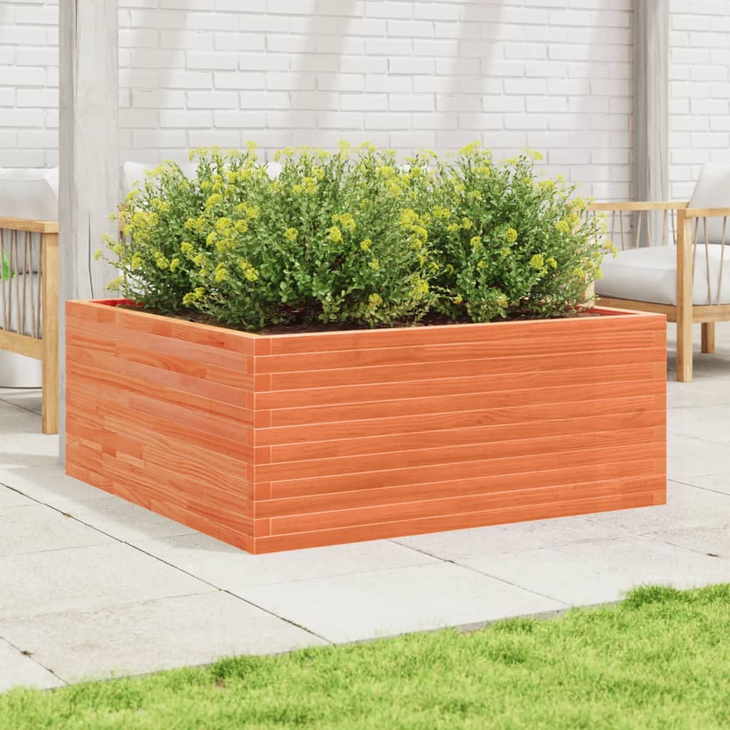 VidaXL Pflanzgefäß 110 x 110 x 46 cm, massives Kiefernholz, braun gewaschen