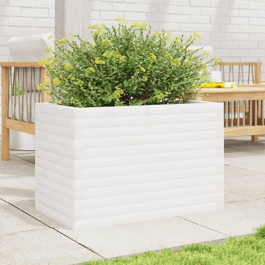 Vidaxx Pflanzgefäß 70x40x46 cm massives Kiefernholz weiß