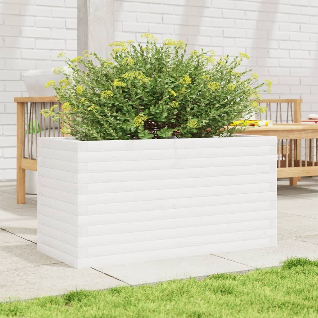 VidaXL Pflanzgefäß 90x40x46 cm massives Kiefernholz weiß