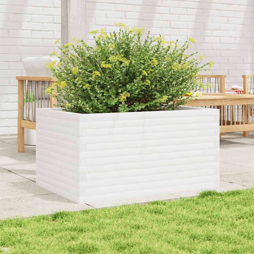 VidaXL Pflanzgefäß 90x60x46 cm massives Kiefernholz weiß