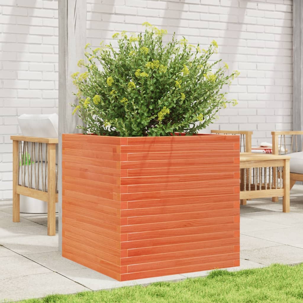 VidaXL Pflanzgefäß 70 x 70 x 68,5 cm, massives Kiefernholz, braun gewaschen