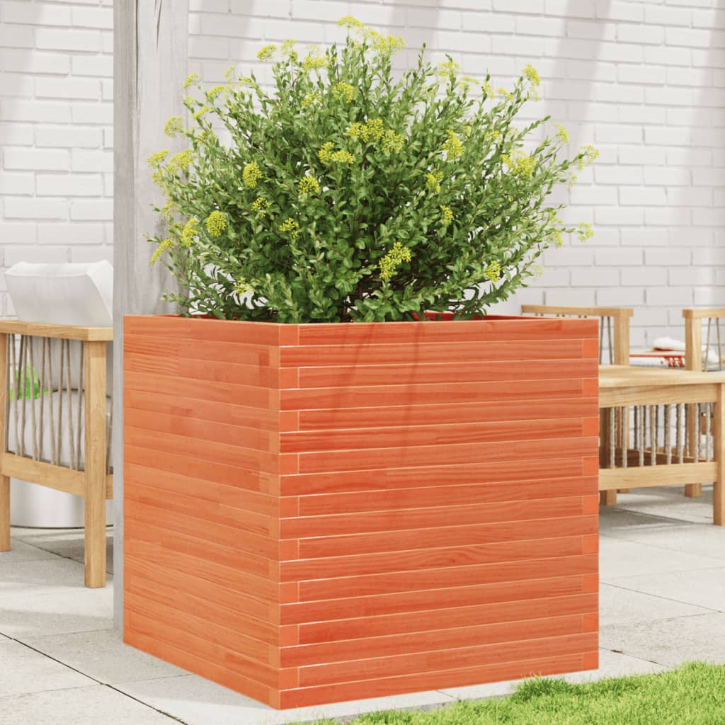 VidaXL Pflanzgefäß 70 x 70 x 68,5 cm, massives Kiefernholz, braun gewaschen