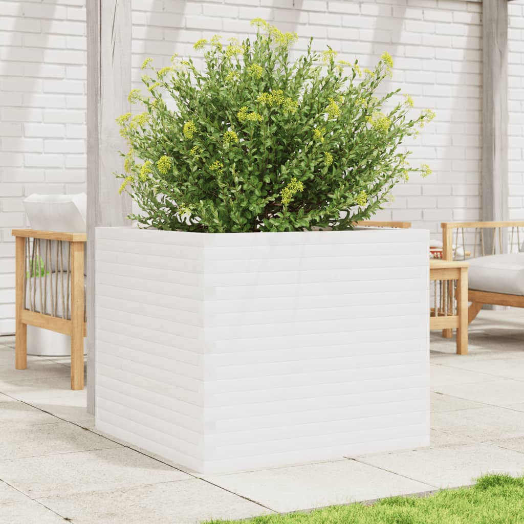 VidaXL Pflanzgefäß 80x80x68,5 cm massives Kiefernholz weiß