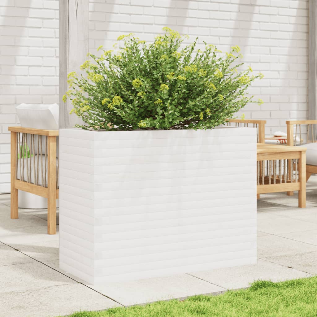 VidaXL Pflanzgefäß 90x40x68,5 cm massives Kiefernholz weiß